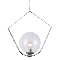 Luminaire suspendu Orion de Dainolite en verre transparent, avec fini chromé poli et 1 ampoule