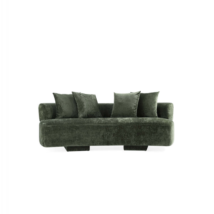 Canape en chenille vert olive Verandah Mid-Century Modern 231 cm