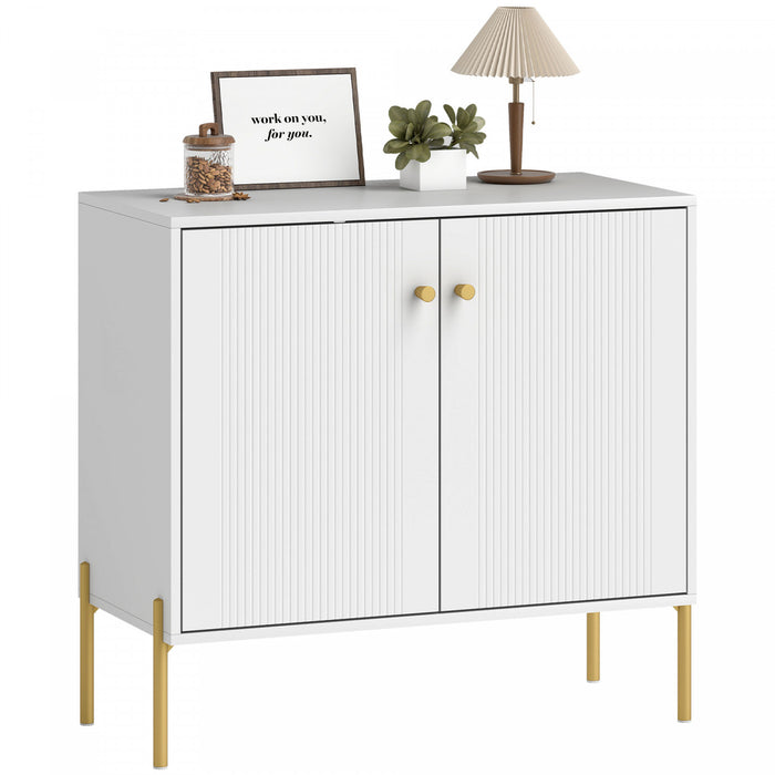 HOMCOM Buffet avec Portes Cannelees, Buffet Moderne de 32\", Blanc