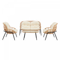  Ensemble de conversation moderne Pine 4 pieces en creme