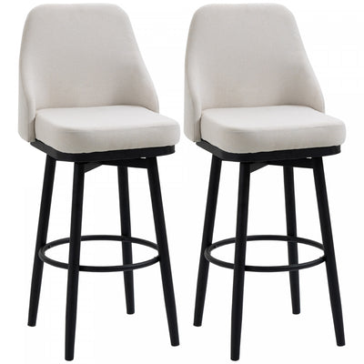 HOMCOM Bar Height Bar Stools Set of 2 360° Swivel Barstools with Steel Legs