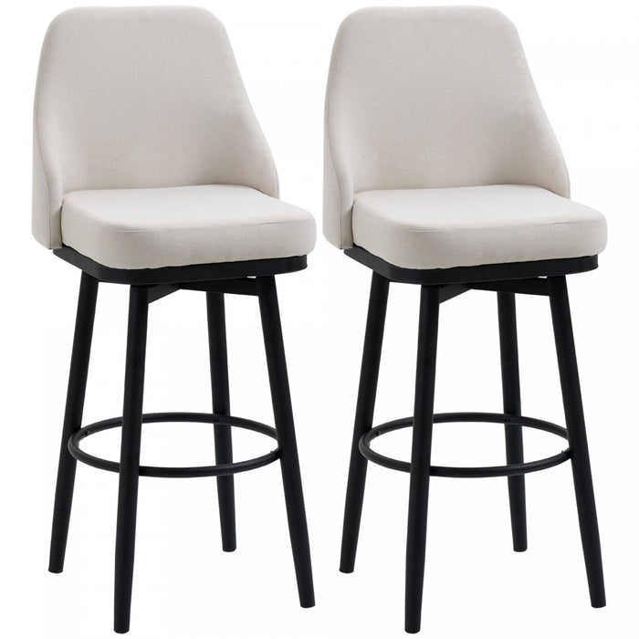 HOMCOM 2 Tabourets de Bar 360° Pivotants Pieds Metal