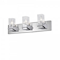 Lumière de coiffeuse Veronica de Dainolite en verre transparent, fini chromé poli et 3 ampoules
