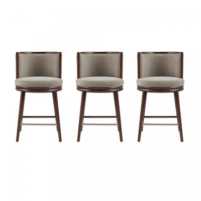 Evalyn Modern Wood Upholstered Counter Stool in Dove - Set of 3 | Tabouret de comptoir moderne en bois avec revetement en tissu, modele Evalyn, coloris colombe - Lot de 3