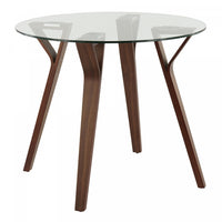 Table ronde moderne du milieu du 20e siècle Folia en verre pour le coin-repas ou la salle à manger - noyer