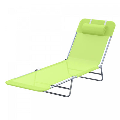 Outsunny Outdoor Lounge Chair, Folding Adjustable Reclining Chair, Green