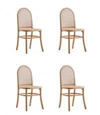 Chaise de salle a manger Paragon Industry Chic avec dossier en cannage et assise rembourree en bois, coloris flocon d’avoine - Lot de 4