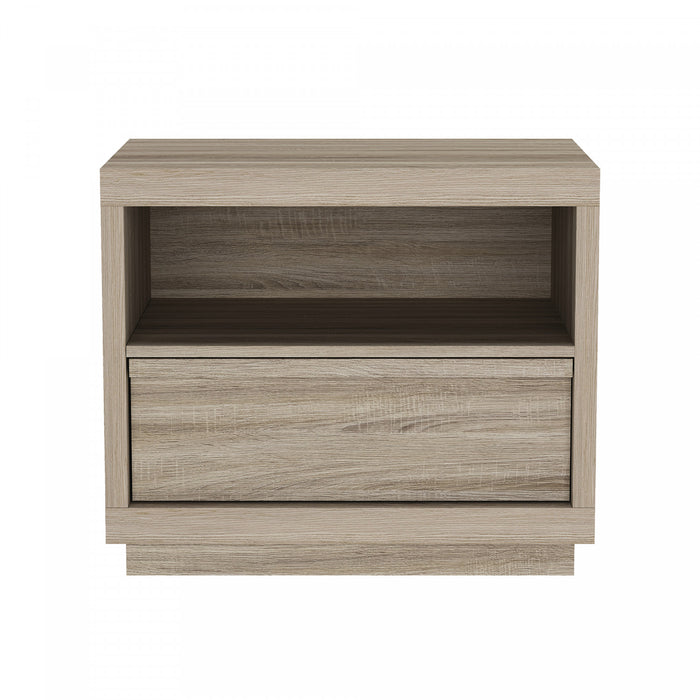 Table de nuit contemporaine Navis 66 cm en chene naturel (1 tiroir)