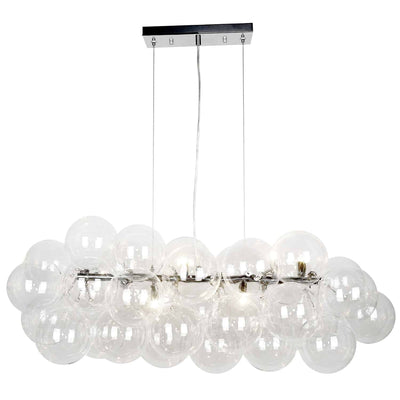 Dainolite Comet 10 Light Horizontal Pendant Polished Chrome Clear Glass Lamp|Luminaire suspendu horizontal Comet de Dainolite en verre transparent, avec fini chromé poli et 10 ampoules