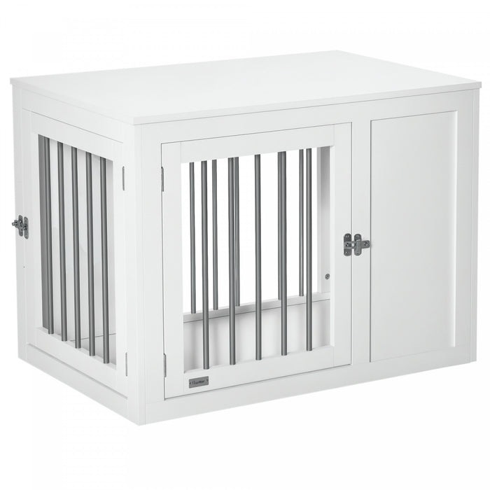 Cage pour Chien avec Deux Portes Verrouillables, pour Chiens de Taille Moyenne, Blanc