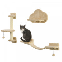 Pawhut Etageres Pour Chat Avec Griffoir, Plateforme De Saut En Forme De Nuage, Etageres Murales Pour
