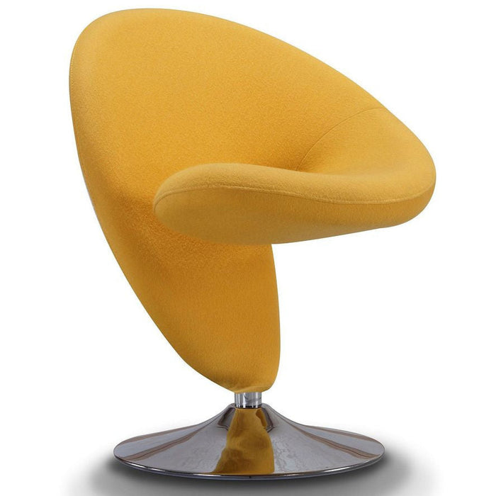 Fauteuil d’appoint pivotant Curl de Manhattan Comfort en chrome poli et en mélange de laine - jaune
