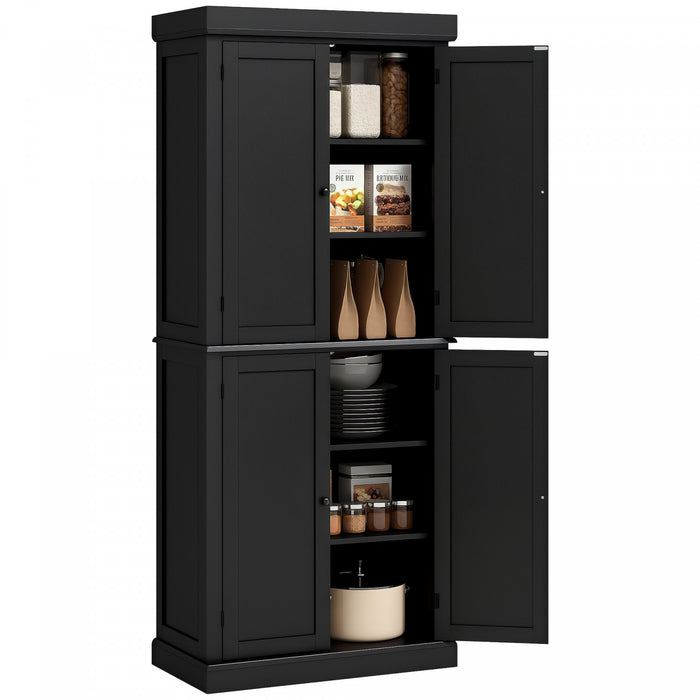 HOMCOM Garde-Manger Cuisine 4 Portes Autoportant Etageres Noir