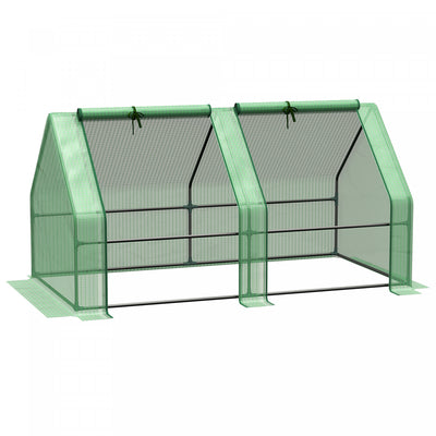 Outsunny 6' X 3' X 3' Portable Tunnel Greenhouse Outdoor Garden Mini With Large Zipper Doors & Water|Outsunny Mini Serre De Jardin Serre A Tomates 180l X 90l X 90h Cm Acier Pe Haute Densite 140 G/mĠ An