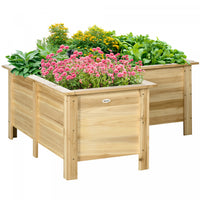 Outsunny Jardiniere Surelevee En Bois Pour L'exterieur, Avec Pieds, Pour Les Legumes, Les Fleurs Et