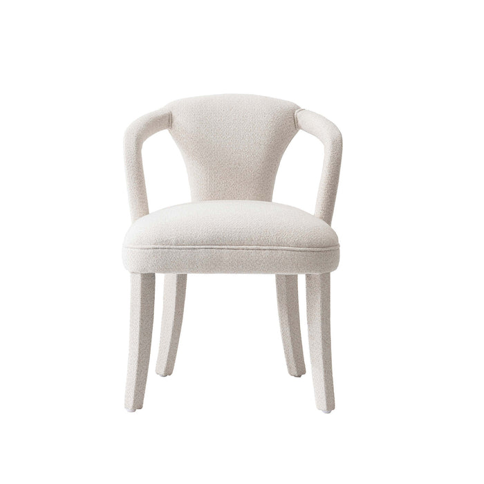 Fauteuil Palmer style milieu du siecle moderne en tweed ivoire rembourre