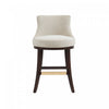 Tabouret de comptoir moderne en bois Lucia avec assise en chenille, finition naturelle