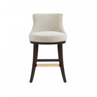 Tabouret de comptoir moderne en bois Lucia avec assise en chenille, finition naturelle