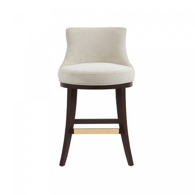 Lucia Modern Wood Chenille Counter Stool in Natural Bar Stool | Tabouret de comptoir moderne en bois Lucia avec assise en chenille, finition naturelle