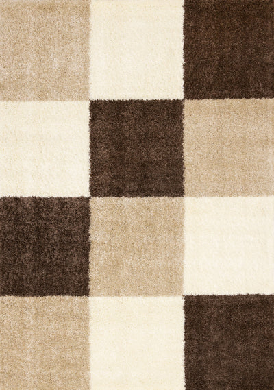 Fairmont Brown Beige White Checkered Rug, 7'10" x 10'6" Indoor Area Rug | Tapis Fairmont a carreaux brun beige blanc, 7'10" x 10'6"