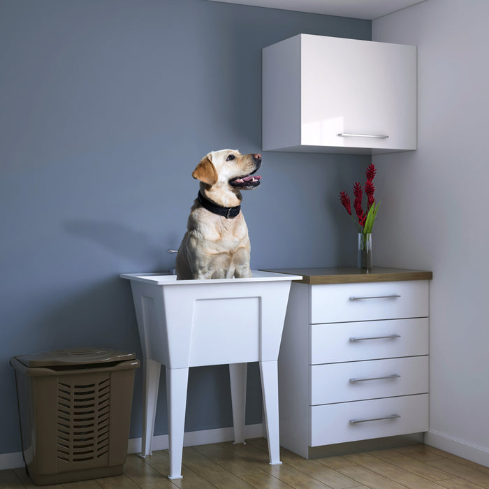 Armoire d’appoint Palary avec cuve pour la buanderie - blanche