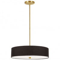 Luminaire suspendu Everly de Dainolite avec abat-jour noir, fini laiton vieilli et 4 ampoules