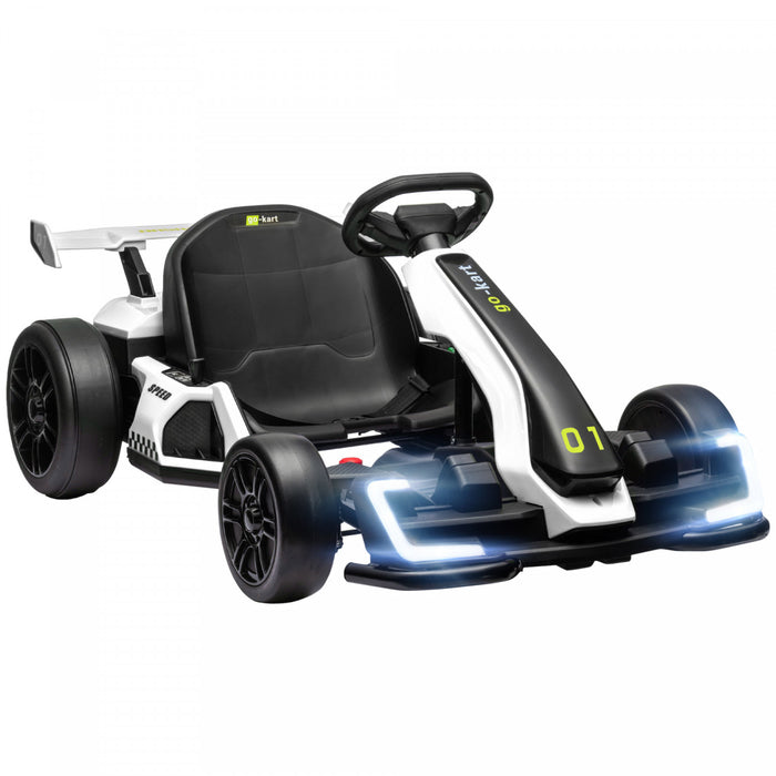 Aosom Kart Electrique 24 V 7,5 Mph Avec Siege Reglable, Blanc
