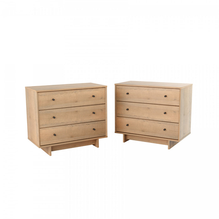 Finnley Table De Nuit A 3 Tiroirs – Chene Naturel