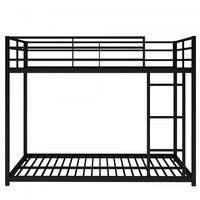  Lits superposes John en metal a faible hauteur avec echelle, taille Full sur Full, noir