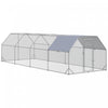 Pawhut Poulailler En Metal Pour 20 A 25 Poulets, Enclos A Poules D'exterieur Avec Couverture Pour Ferme De Jardin, 24.9' X 9.2' X 6.4'