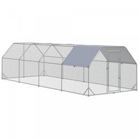 Pawhut Poulailler En Metal Pour 20 A 25 Poulets, Enclos A Poules D'exterieur Avec Couverture Pour Fe