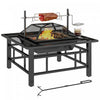 Outsunny Foyer D'exterieur Avec Grille De Barbecue Et Couvercle, Noir