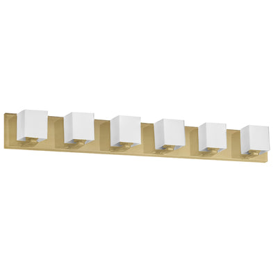 Dainolite Verona 6 Light Vanity Light Aged Brass White Glass Shade Lamp|Lumière de coiffeuse Verona de Dainolite avec abat-jour en verre blanc, fini laiton vieilli et 6 ampoules