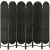 HOMCOM Paravent 6 Panneaux, Ecran Pliable Bohemien, Noir