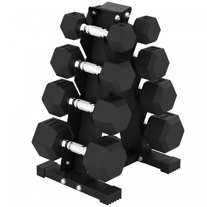 Soozier Ensemble d'halteres 100 lb avec support et poids hexagonaux