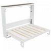 Lit escamotable Olivia en bois massif avec lumiere LED et armoire pliante, taille queen, blanc