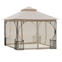 Outsunny 10'x10' Tonnelle De Jardin Patio Canopee Evenements Fete Arriere-cour Avec Moustiquaire
