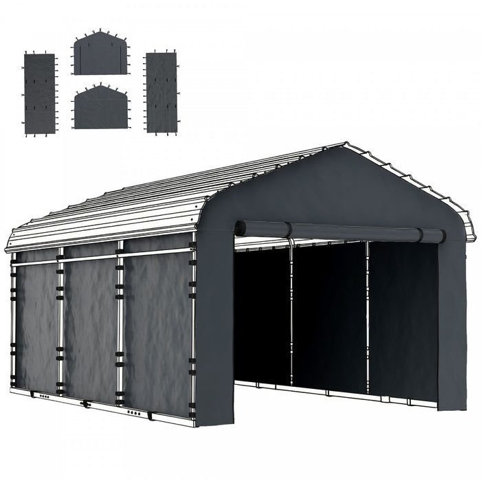 Outsunny Parois laterales de remplacement pour abri voiture 12' x 20', gris fonce