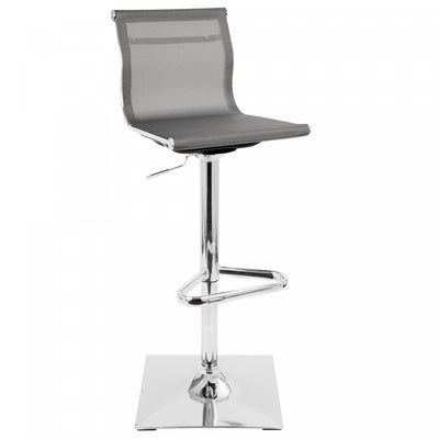 LumiSource Mirage Fabric Contemporary Adjustable Barstool with Swivel - Silver|Tabouret bar pivotant réglable contemporain Mirage en tissu - argenté