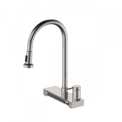 4 Function Pivoting Waterfall Pull-Down Kitchen Faucet with Power Wash. Brushed Nickel-FCWRMBND1 Laundry Combo | Robinet de cuisine cascade pivotant a 4 fonctions avec mode de nettoyage puissant. Nickel brosse-FCWRMBND1
