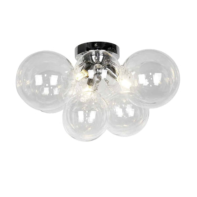 Dainolite Comet 3 Light Flush Mount Polished Chrome Clear Glass Lamp|Plafonnier affleuré Comet de Dainolite en verre transparent, avec fini chromé poli et 3 ampoules