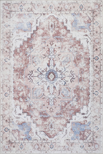 Aqua Rustic Washable Non-slip Low Pile Area Rug 5'x7' | Tapis Rustique Lavable Et Antiderapant A Poils Ras 5'x7'