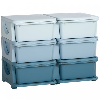 Qaba Kids Toy Storage Organizer With 6 Plastic Bins, 3 Tier Drawer Chest Utility For Kids Bedroom Nu|Qaba Unite De Rangement Pour Enfants A 3 Niveaux, Coffre A 6 Tiroirs, Organisateur De Jouets, Bacs E