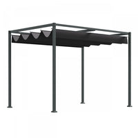 Outsunny 10 X 7ft Pergola Gazebo Avec Auvent Retractable Patio Exterieur Abri Soleil Jardin Tissu Re