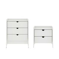  Ensemble de commode 2 pieces Coney style milieu du siecle en blanc