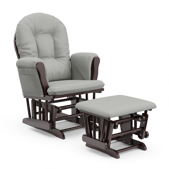 Storkcraft Hoop Fauteuil bercant et pouf - Espresso avec gris clair