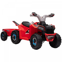 Aosom Quad 6 V Pour Enfants, Vehicule Electrique Alimente Par Batterie A 4 Roues Avec Remorque Arrie