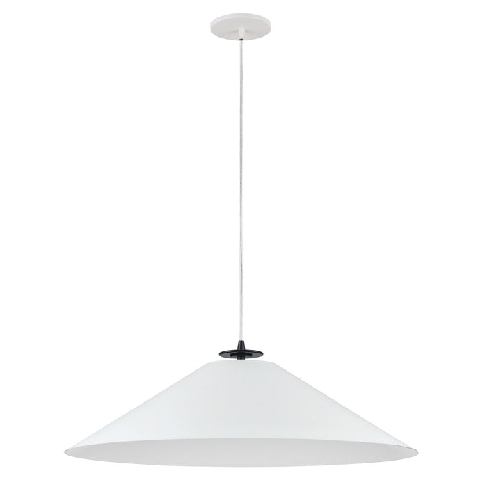 Luminaire suspendu Prudence de Dainolite avec abat-jour blanc mat, fini noir mat et 1 ampoule