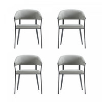 Chaise de salle a manger moderne en metal et tissu Belle, gris pierre - Lot de 4