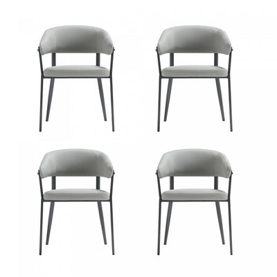 Belle Modern Metal Upholstered Dining Chair in Stone Gray - Set of 4 | Chaise de salle a manger moderne en metal et tissu Belle, gris pierre - Lot de 4